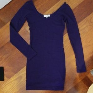 Dark purple bodycon jersey mini dress